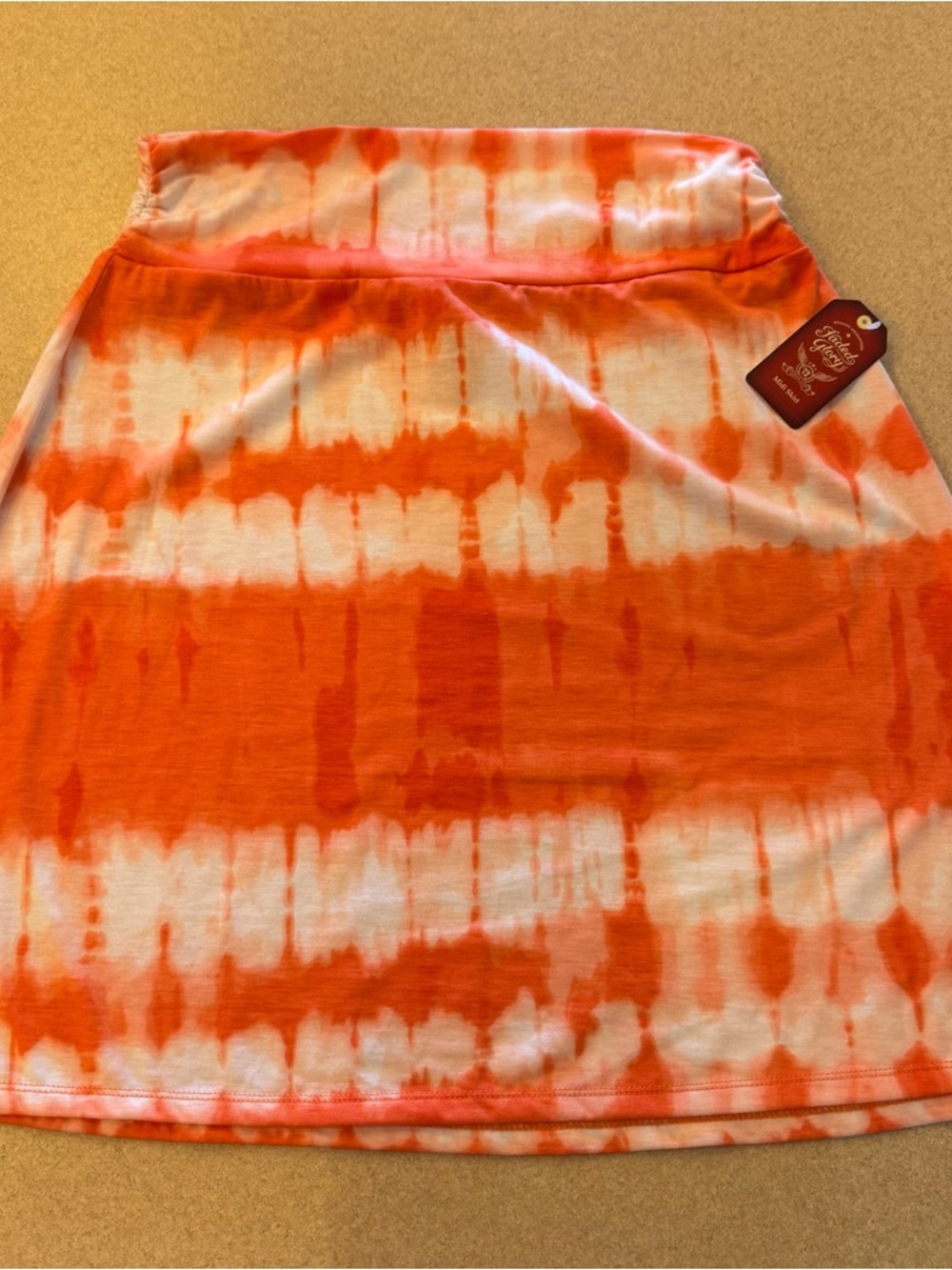 Faded Glory Orange and White Tie-Dye Midi Skirt